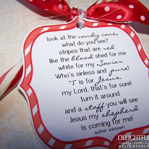 Candy Cane Poem, Meaning of a Candy Cane, Religious Poem  (1) PDF, Instant Download, Printable File