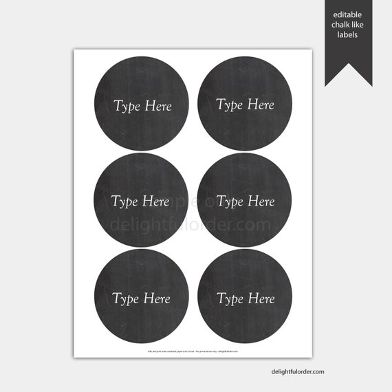 Editable Round Chalk Like Labels/Tags 1 PDF File Instant | Etsy