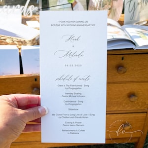 50th Wedding Anniversary Ceremony Program, Single Page, Digital ...