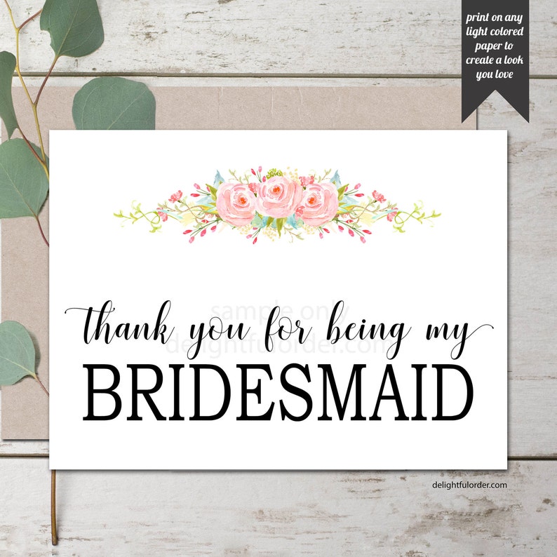 5x7 Folded Cards Bridesmaids Thank You Cards Bridesmaid Etsy