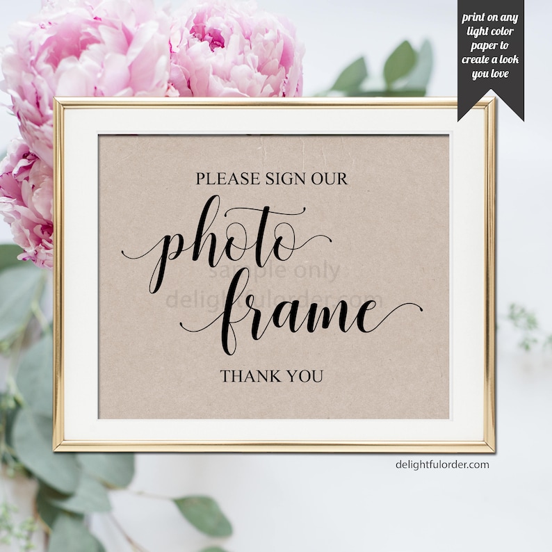 Printable Photo Frame Guest Book Sign Wedding Sign Etsy