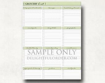 Grocery Shopping List PDF Printable File - Instant Digital Download