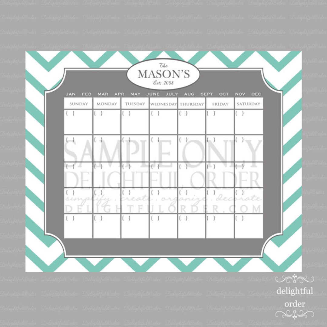 Digital Dry Erase Calendar 16x20 Custom Chevron Calendar Etsy