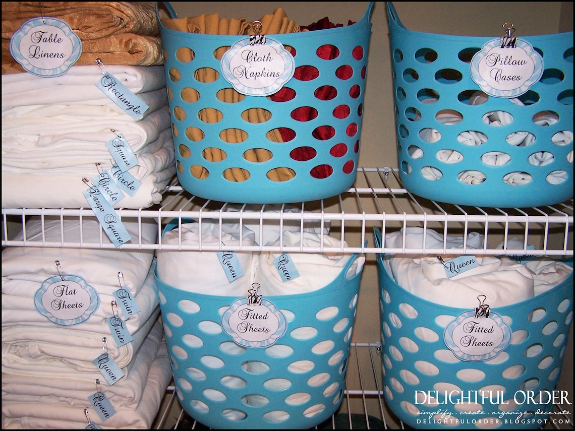 Linen Closet Labels 2 Printable PDF Files Instant Etsy