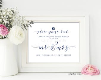 Printable Blue Photo Sign Our Guest Book Sign, Wedding Sign, Guestbook, Wedding Printable, JPEG File, You Print, You Frame