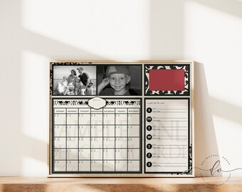 Digital Dry Erase Calendar  - 16x20 Red Damask Everyday Message Center (JPEG Digital File) - Instant Download - You Print - You Frame