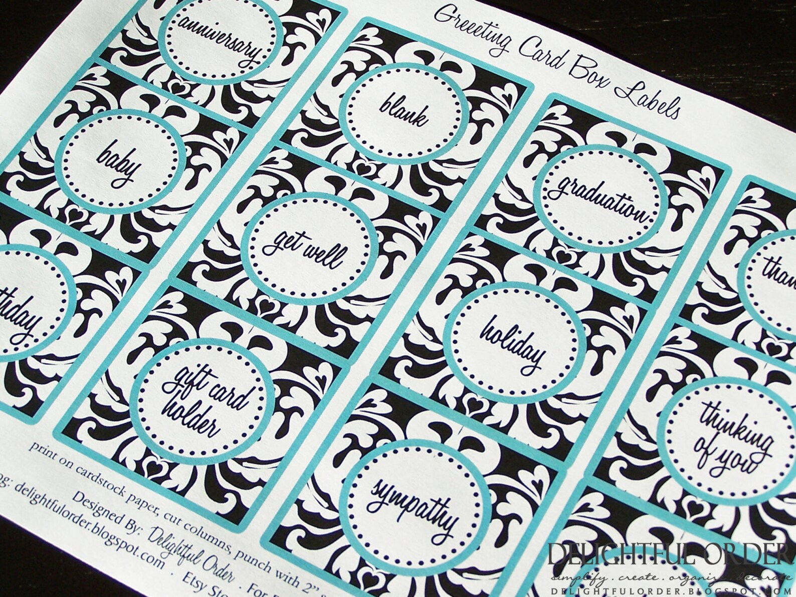 Greeting Card Box Labels PDF Printable File Instant Etsy