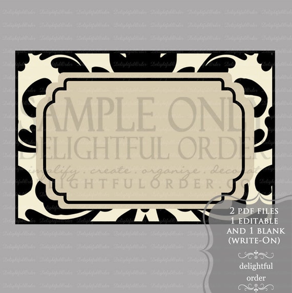 Editable and Printable Tan Damask Label/Tags 2 PDF Files | Etsy