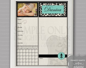 Digital Dry Erase Calendar - 16x20 Custom Damask Child Calendar- 16x20 JPEG Digital/Printable File - You Choose Your Color  - You Print