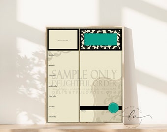 Digital Dry Erase Calendar  - 16x20 Emerald Damask Child Message Center (JPEG Digital File) - Instant Download - You Print - You Frame