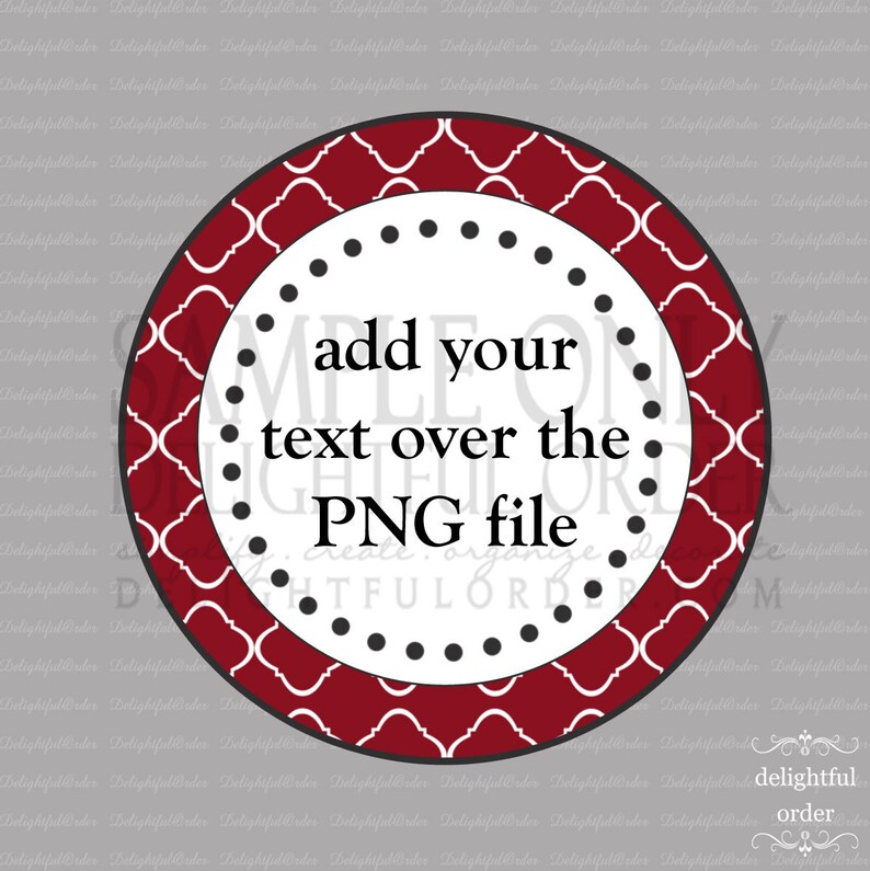 Red Trellis Circle Labels/tag PDF Blank File & Add Your Text Etsy