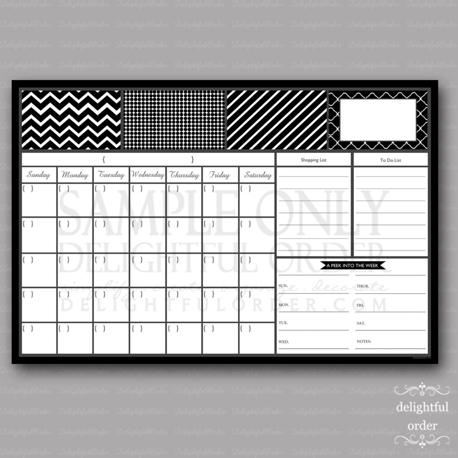 Digital Dry Erase Calendar 20x30 Black Everyday Family Etsy