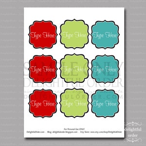 Colorful Kitchen Pantry Labels 6 PDF Printable Files 54 Total Labels Instant Digital Download image 6