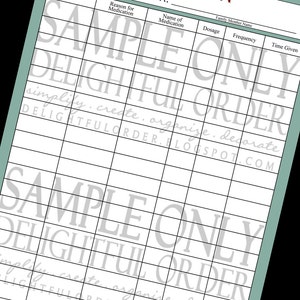 Tracking Medication Chart PDF Printable File Instant Digital Download image 2