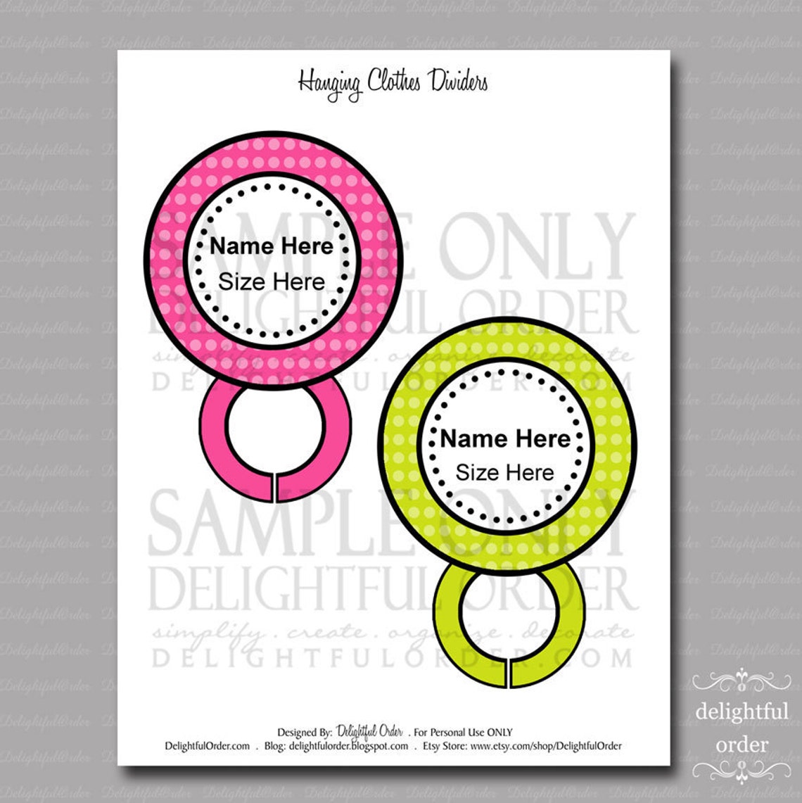 Editable and Printable Hanging Clothes Divider 2 PDF Files | Etsy