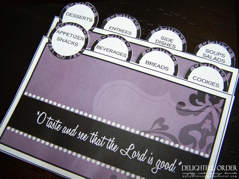 Recipe Card Dividers 4 PDF Printable Files Instant Etsy