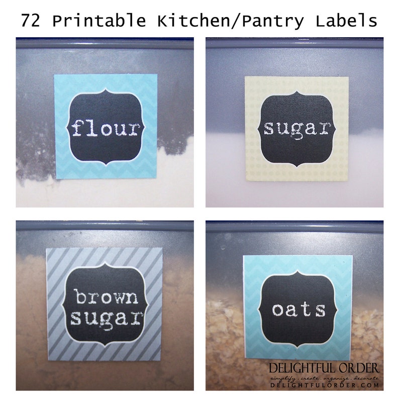 kitchen pantry labels 6 pdf printable files 72 total etsy