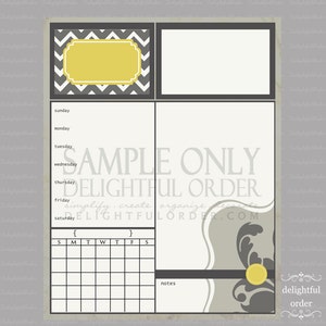 Digital Dry Erase Calendar 11x14 Yellow Chevron Child Message Center JPEG Digital File Instant Download You Print You Frame image 2