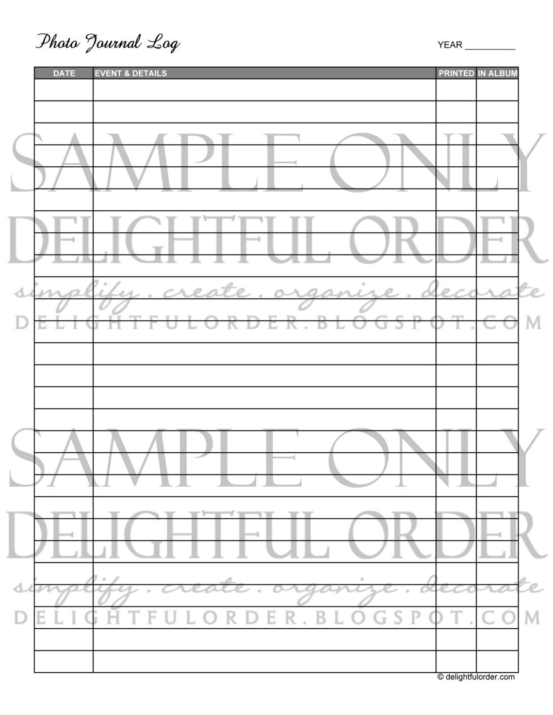 Photo Journal Log PDF Printable File Instant Digital - Etsy