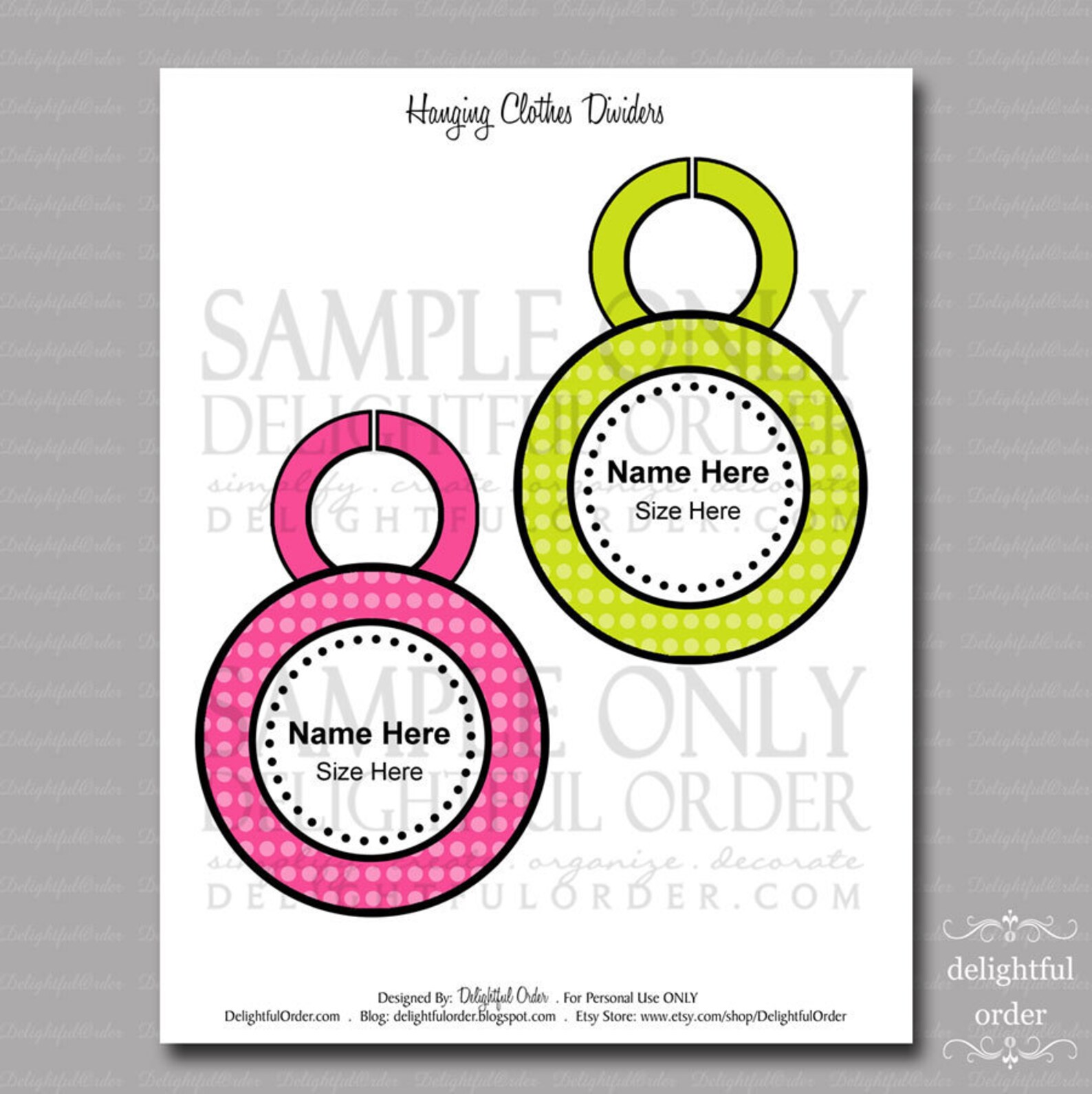 Editable and Printable Hanging Clothes Divider 2 PDF Files | Etsy