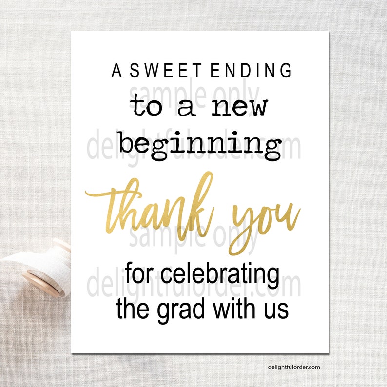 Printable Graduation Sign, Sweet Ending Sign, Candy Bar, Thank You Sign, Party Decor, Graduation Party Printable 1 JPEG File, You Print image 3