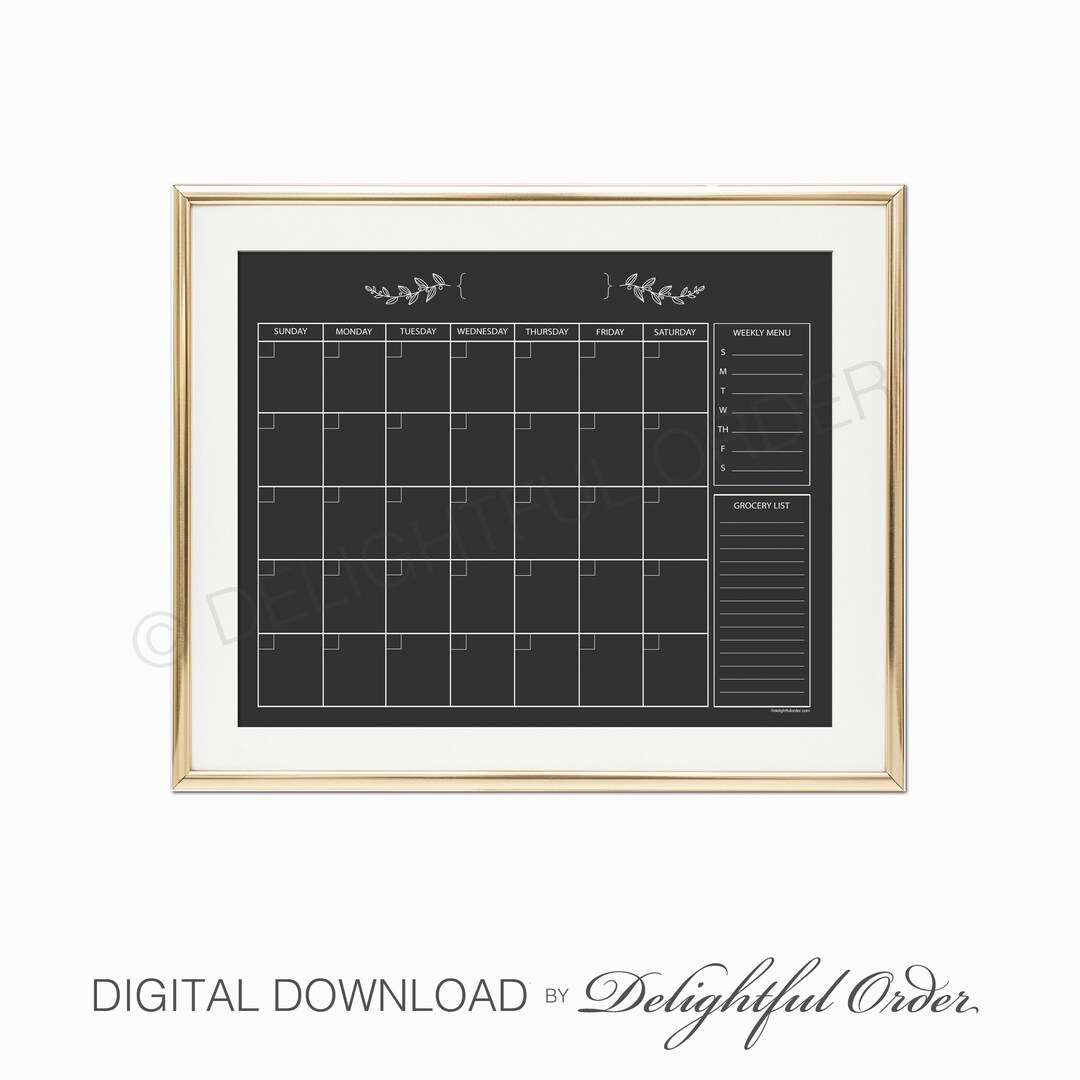 Digital Dry Erase Calendar 16x20 Chalkboard Farmhouse Etsy