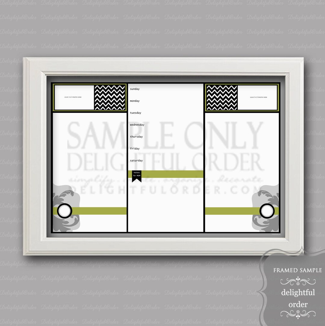 Digital Dry Erase Calendar 20x30 2 in 1 Green Chevron Child Message