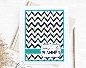 Teal Chevron - Planificador familiar - (15 páginas) Archivos PDF imprimibles - Descarga digital instantánea