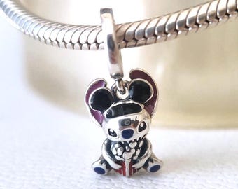 Disney Stitch Popcorn Charm: 925 Sterling Silver, Pandora Compatible