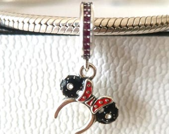 Colgante de orejas de Minnie Mouse: Plata de ley 925, compatible con Pandora