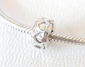 Sterling Silver Heart Clip Charm for Pandora Bracelet
