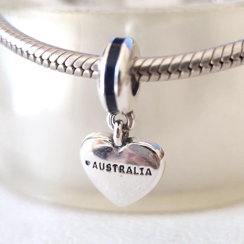 Australia Heart Flag Dangle Charm:fits Pandora Charm Bracelet Gift