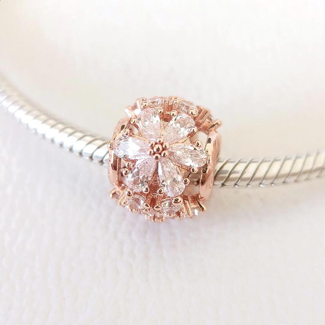 Herbarium Cluster Round Charm:for Pandora Bracelet Rose Gold Charm Bead ...