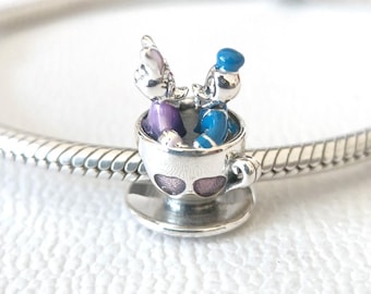 Disney Donald & Daisy Sterling Silber Kaffeetasse Anhänger, Pandora kompatibel