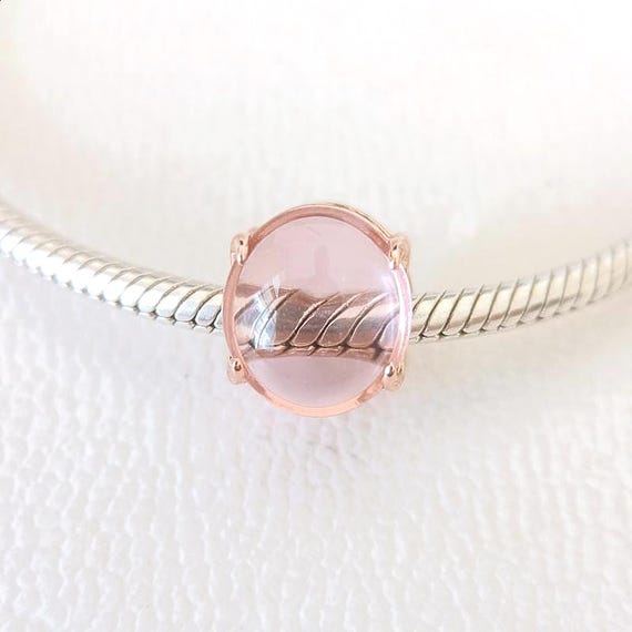 アクセサリー PANDORA Pink Oval Cabochon Round Charm Pink Oval Cabochon Charm:for Pandora Bracelet Rose Gold Charm Bead