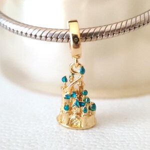 Disney Parks Paris Cinderella Castle Dangle Charm:Fit Pandora Charm Bracelets/Fashion Jewelry/Gift for Her/European Bead/Gift Gold Plating