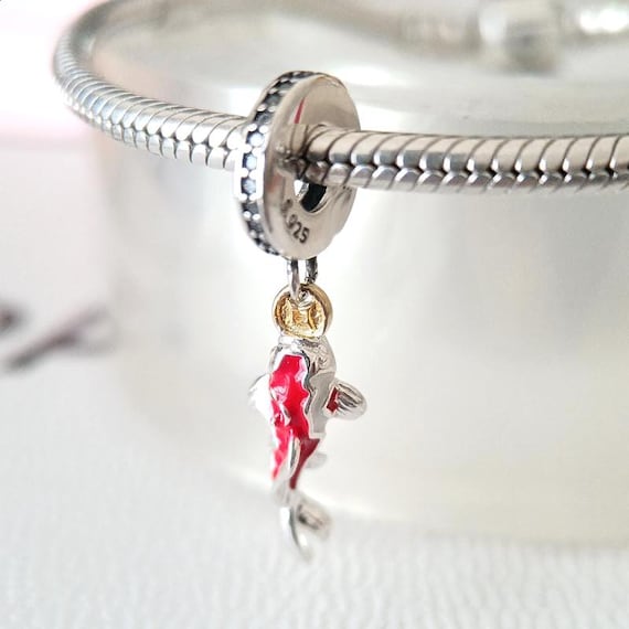 Red Koi Good Fortune Carp Dangle Charm:fits Pandora Charm Bracelet