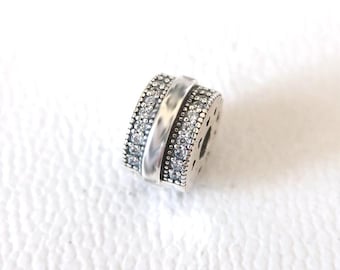 Ciondolo con clip in argento sterling con pavé per bracciale Pandora europeo