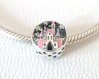 Charm de Castillo de Disney en Plata de Ley, Compatible con Pulseras Europeas Pandora