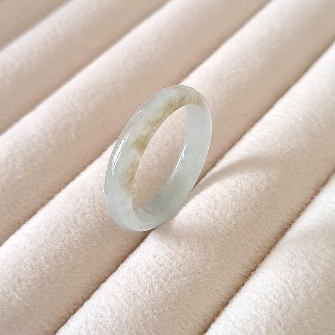 Translucent Ring Burma Jadeite Translucent Ring: Grade A Natural White Icy Jade Ring ...