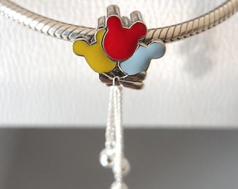 Disney Mickey Mouse Balloons Charm: 925 Sterling Silver, Pandora Compatible