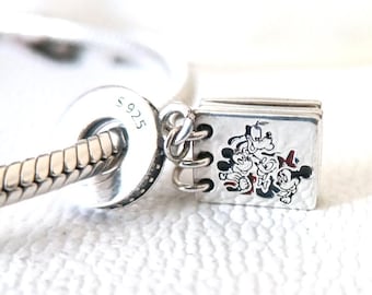 Charm de libro de autógrafos de Disney Parks, plata de ley 925, compatible con Pandora