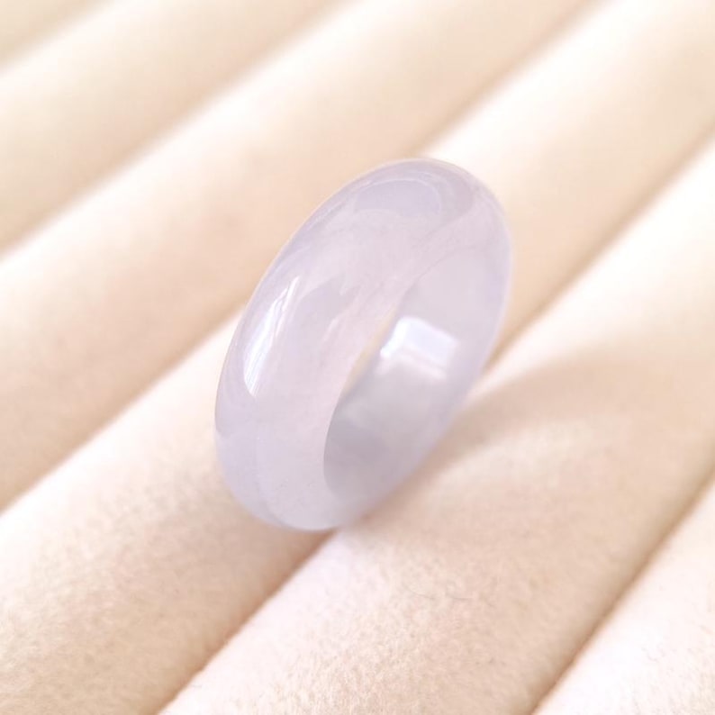 Translucent Jadeite Band Ring: Light Pink Purple Icy Jade (size 4 1/4 ...