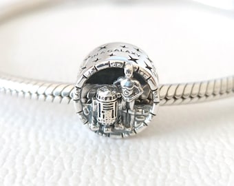 Star Wars C-3PO and R2-D2 Openwork Charm:For Pandora Compatible Charm Bracelet Sterling Silver