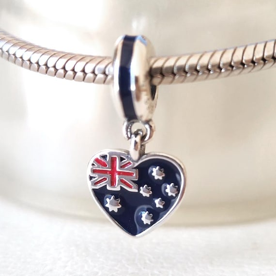 Australia Heart Flag Dangle Charm:fits Pandora Charm Bracelet Gift