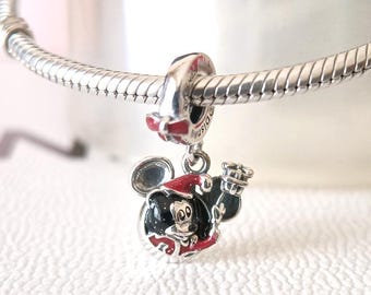 Disney Christmas Mickey Mouse Charm, 925 Sterling Silver, European Bead
