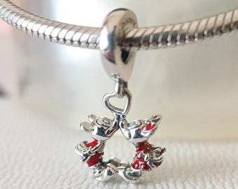 Charm colgante de plata de ley 925 con beso de Mickey y Minnie