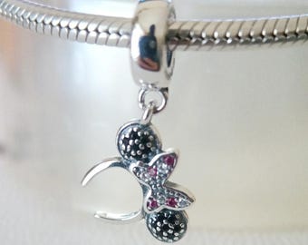 Colgante de orejas de Minnie Mouse: Plata de ley 925, compatible con Pandora