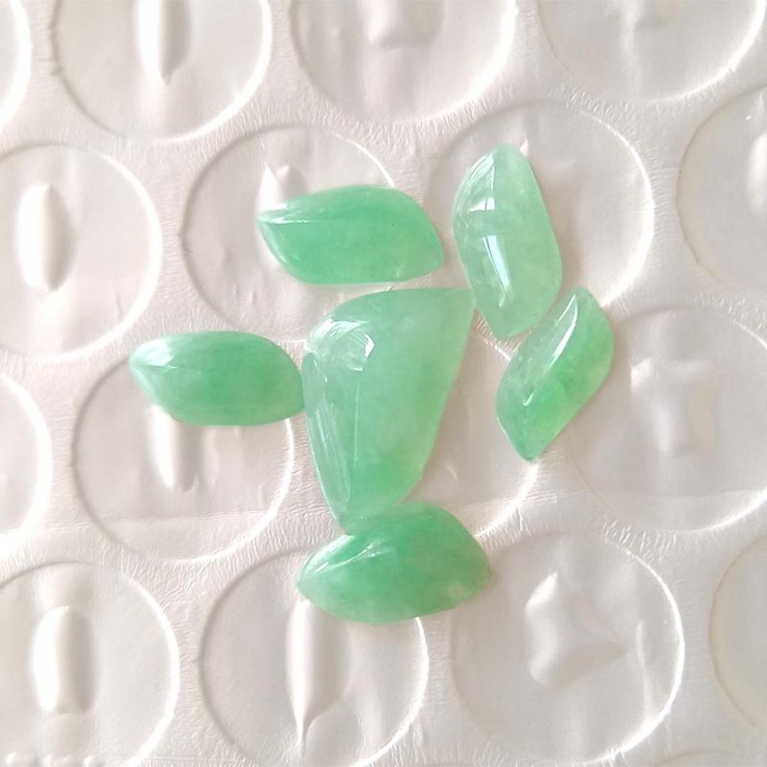 6 Pcs Jadeite Translucent Irregular Green Gemstone/burma Natural Grade ...
