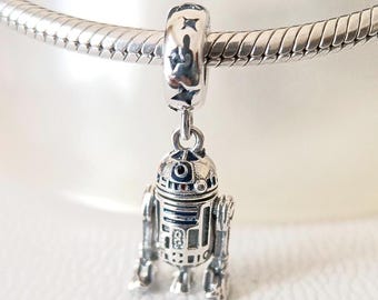 Star Wars R2-D2 Robot Dangle Charm:For Pandora Compatible Charm Bracelet Sterling Silver
